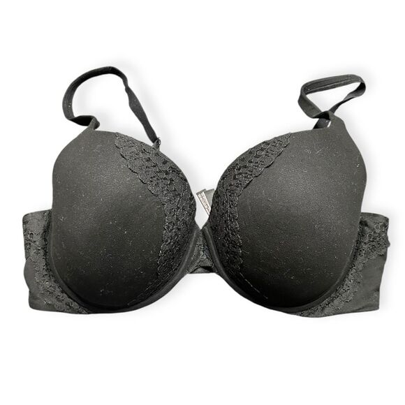 VICTORIA’S SECRET Women’s Black Lace Trim Perfect Shape Push-Up Bra Size 38D - Picture 2 of 6